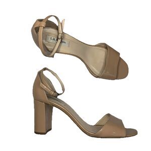 LK Bennett Helena Patent Leather Heels Nude Ankle Strap Career - US 9 EU 39